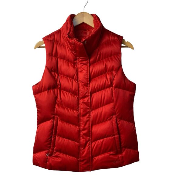 Eddie Bauer Women's M Red 550 Down Vest EB550 Puffer Goose Fill Outdoor Hiking - Picture 1 of 12